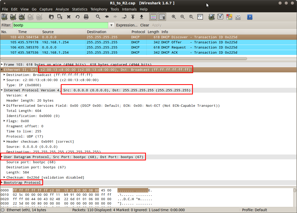 wireshark DHCP discover capture