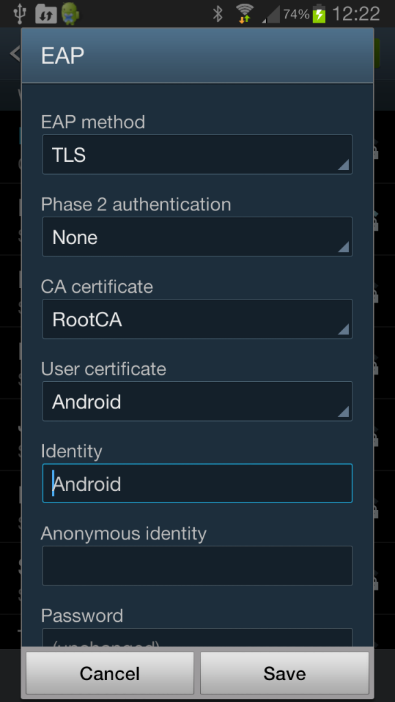 Android EAP-TLS Profile