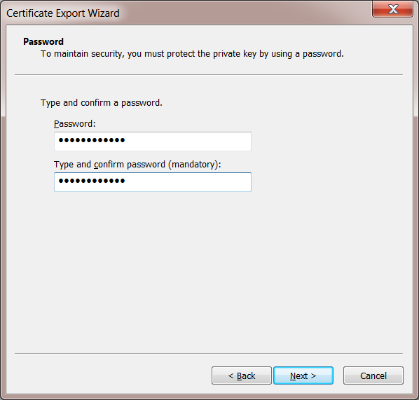 Windows 7 Private Key Password