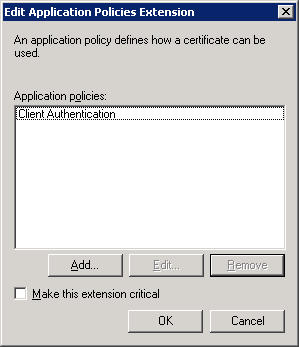 Windows Server 2008 Certificate Template Extensions Client Authentication