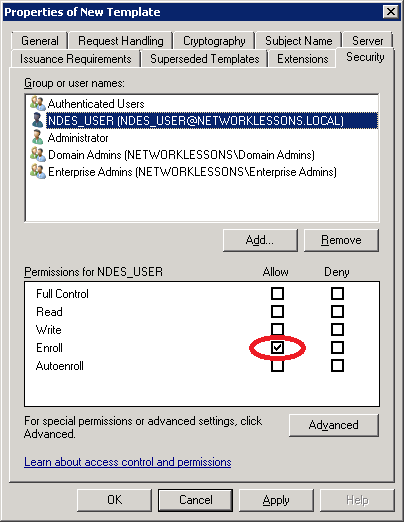 Windows Server 2008 Certificate Template Security