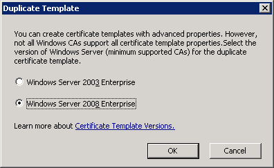 Windows Server 2008 Duplicate Template