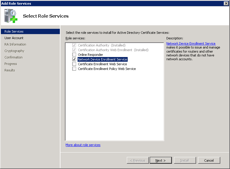 Windows Server 2008 Role NDES