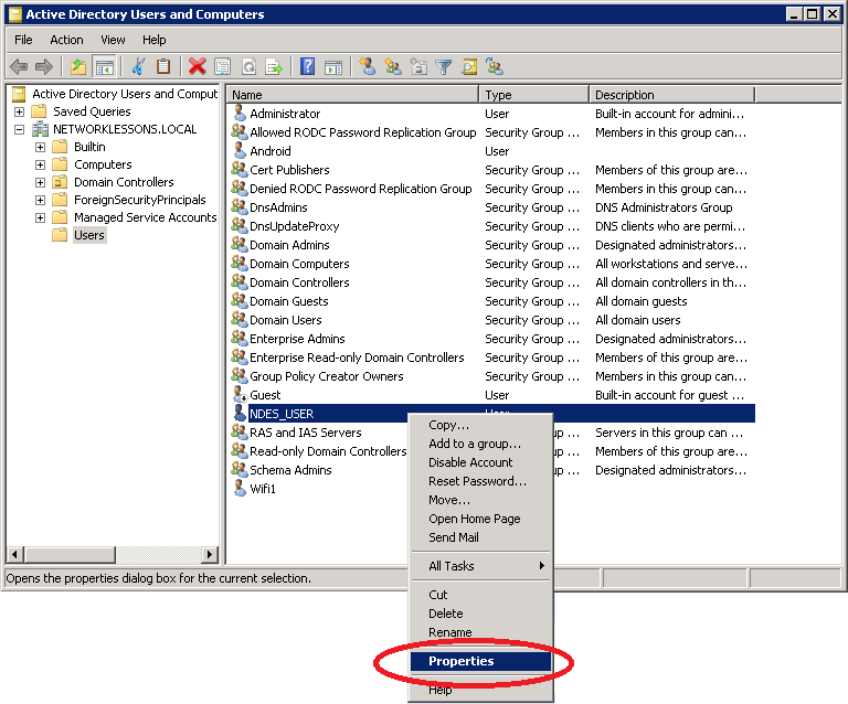 Windows Server 2008 User Properties