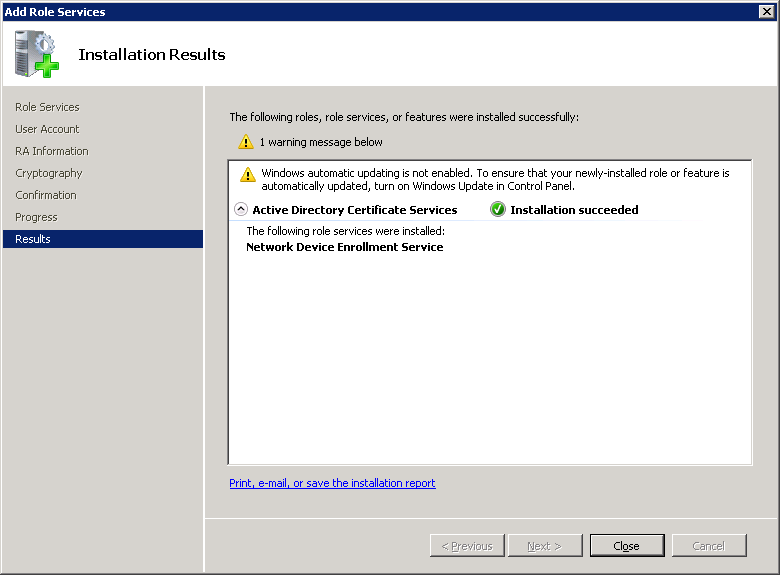 Windows Server NDES Installed