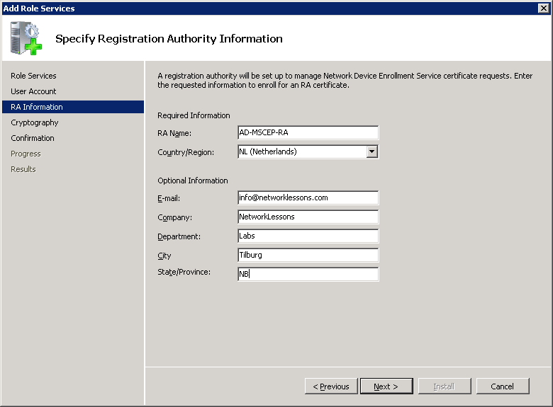 Windows Server Registry Authority Information