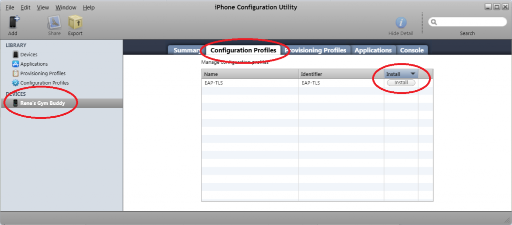 iPhone Configuration Utility Configuration Profiles
