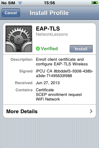 iPhone Configuration Utility Enroll Profile