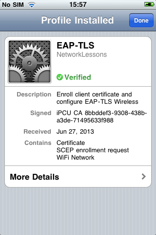 iPhone Profile Installed
