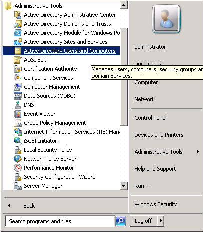 Windows Server 2008 Start Menu Active Directory