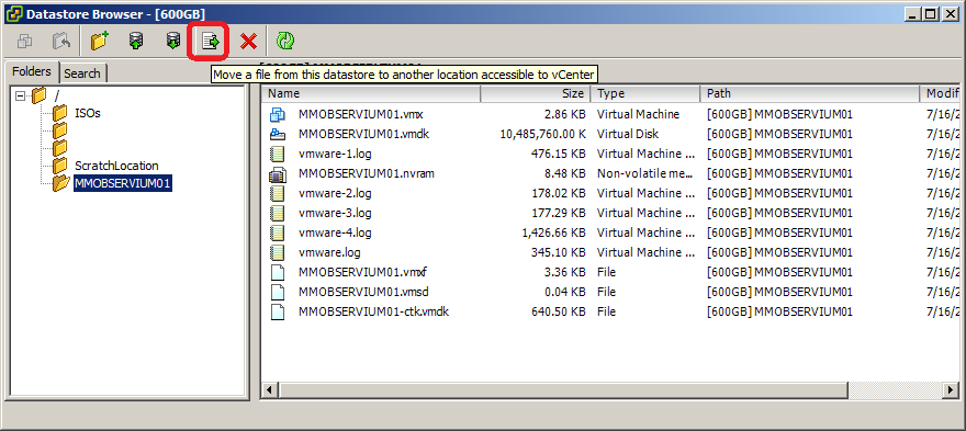 ESXi 5 vsphere client datastore browser