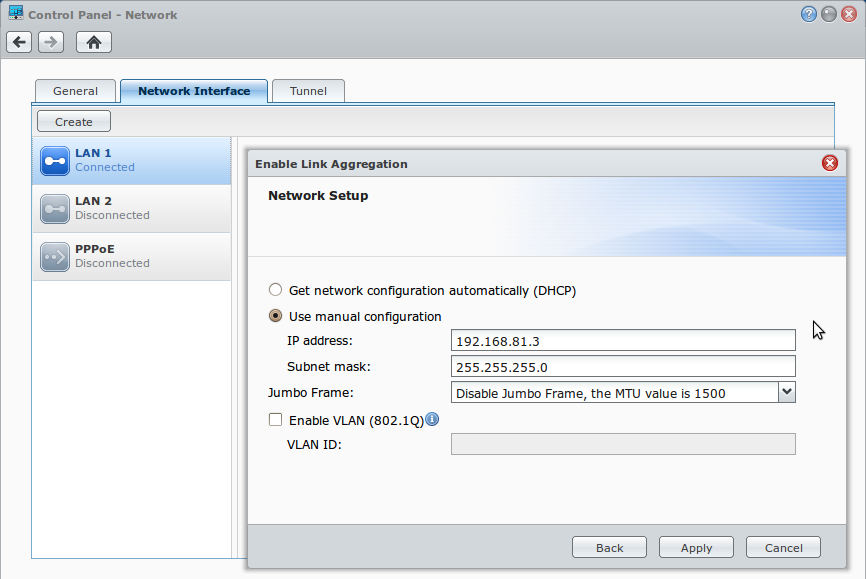 Synology DSM Link Aggregation IP Address