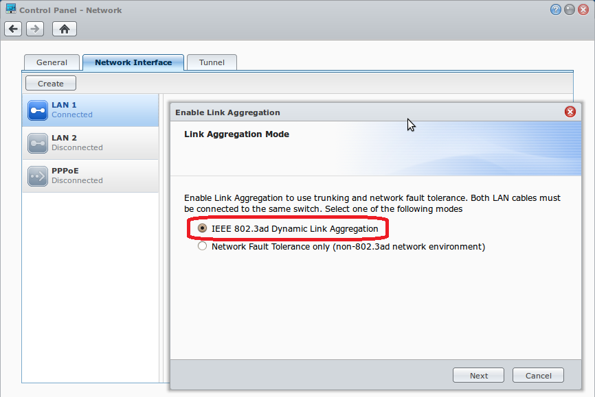 Synology DSM Link Aggregation