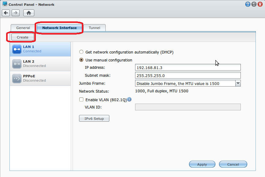 Synology DSM Network Interfaces