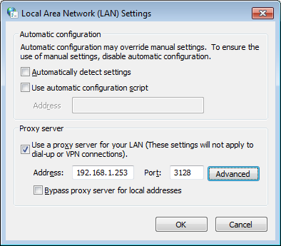 Windows 7 Internet Options Proxy Settings