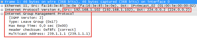 multicast igmp version 2 group leave