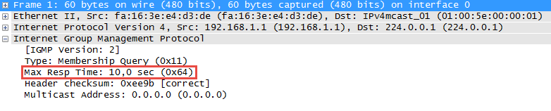multicast igmp version 2 maximum response time