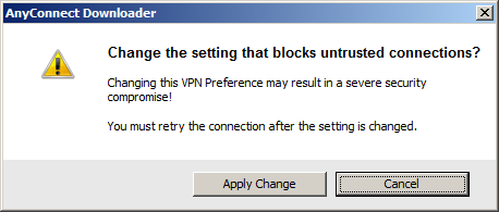 Cisco Anyconnect Allow untrusted VPN