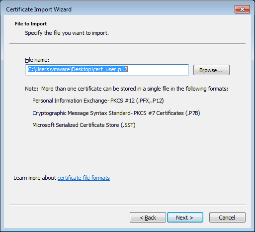 Cisco ASA certificate import wizard file name