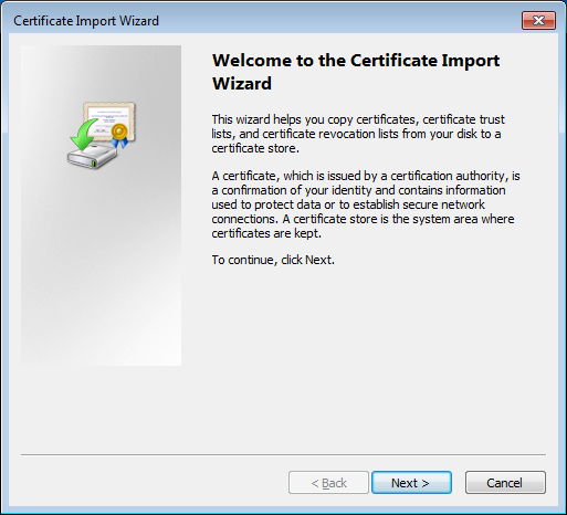 Cisco ASA certificate import wizard