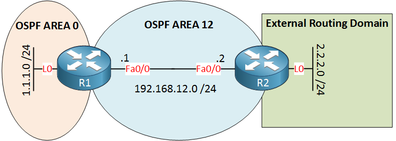 R1 R2 OSPF External Routing Domain