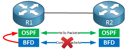 BFD Informs OSPF Link Failure