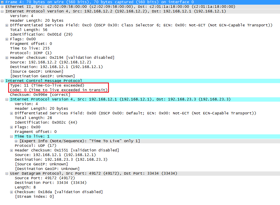 Wireshark Capture Traceroute ICMP TTL Exceeded