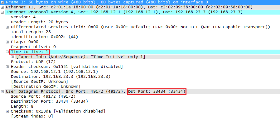 Wireshark Capture Traceroute UDP Probe