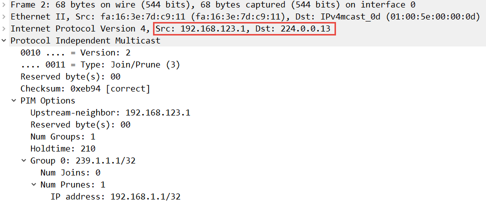 multicast pim r1 prune