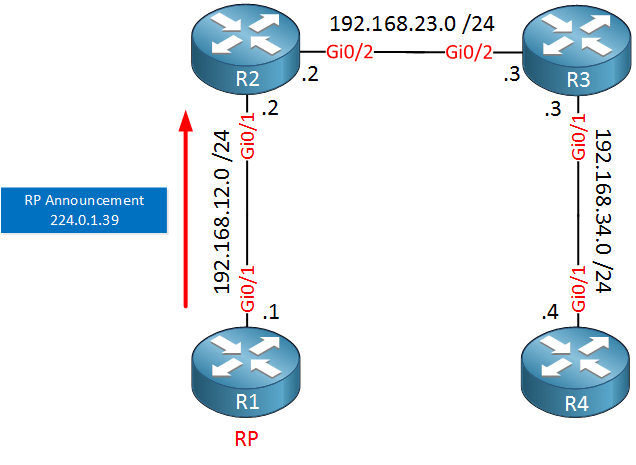 Multicast Auto RP Topology RP Announcement