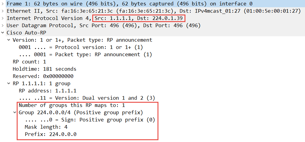 Multicast PIM Auto RP Announcement Capture
