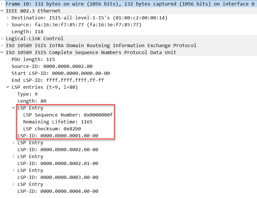 is-is dis pseudonode csnp update
