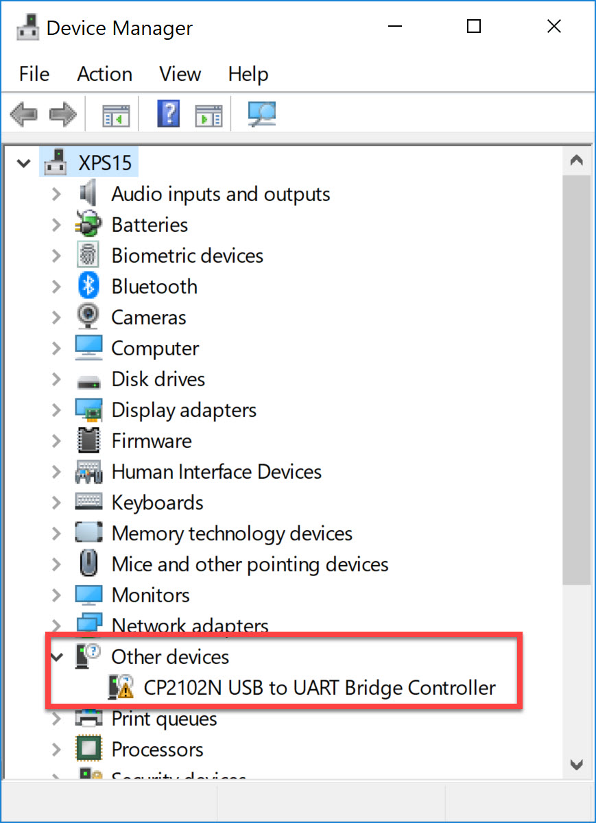 Device Manager Cp2102n