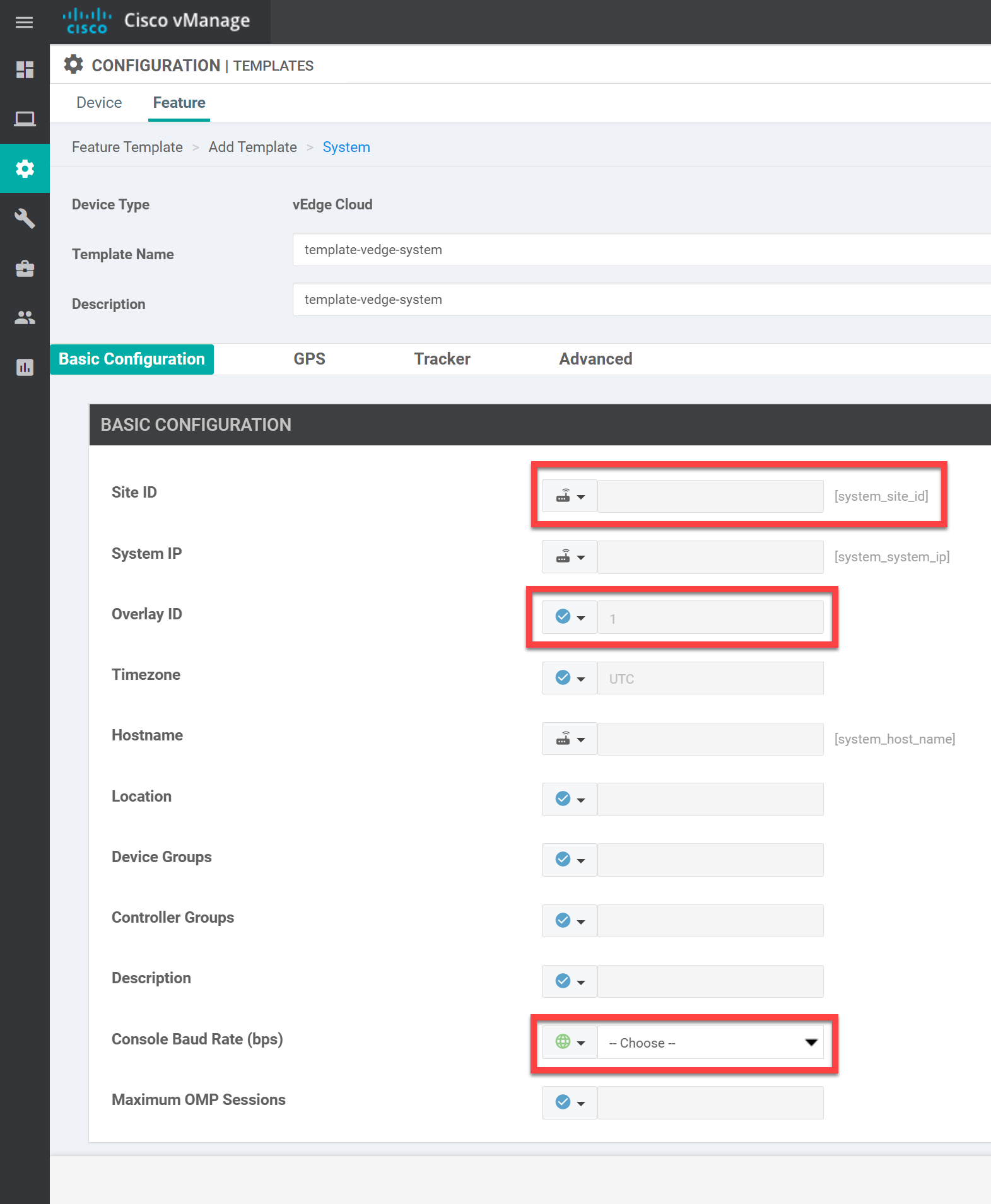 Cisco Sd Wan Add Feature Template System Options