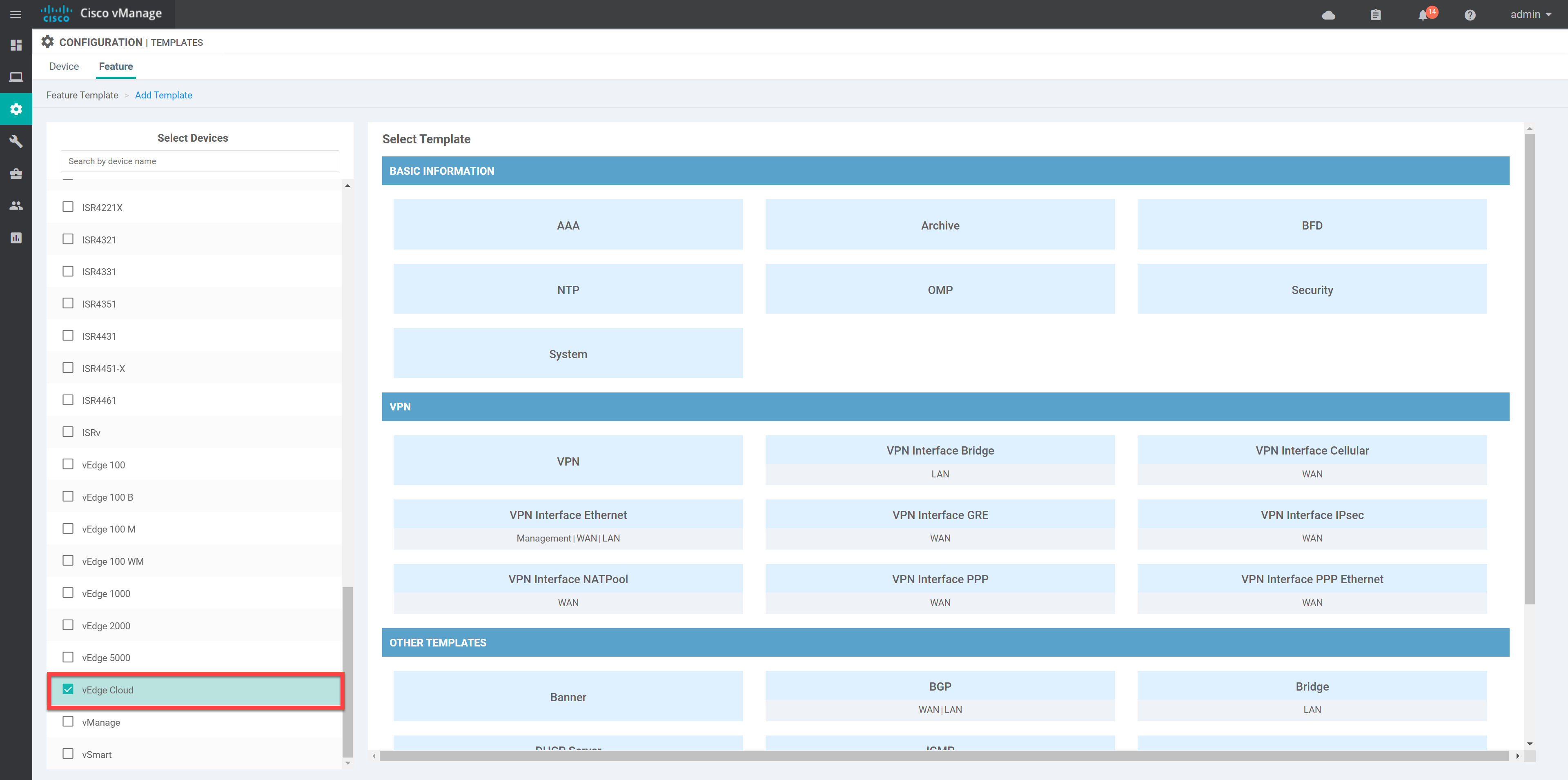 Cisco Sd Wan Add Feature Template