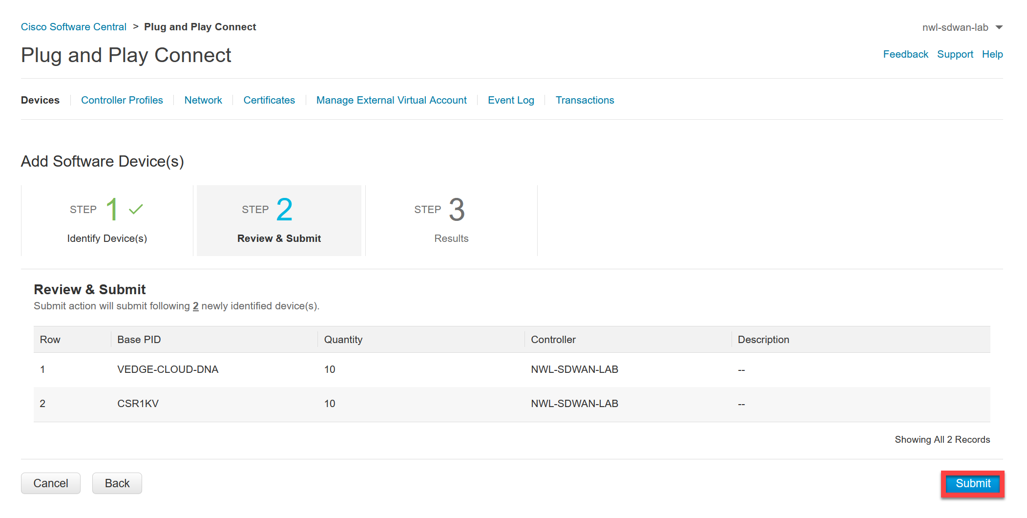 Cisco Software Central Plug Play Devices Software Identify Device Submit