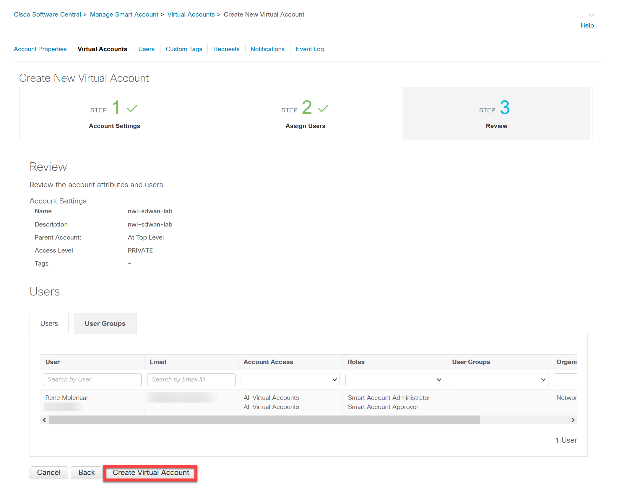 Cisco Website Virtual Accounts Create Settings Final