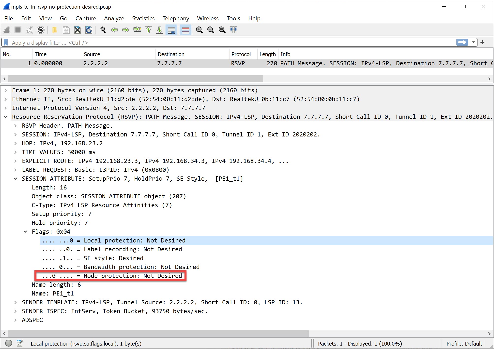 Mpls Te Frr Rsvp Node Protection Not Desired